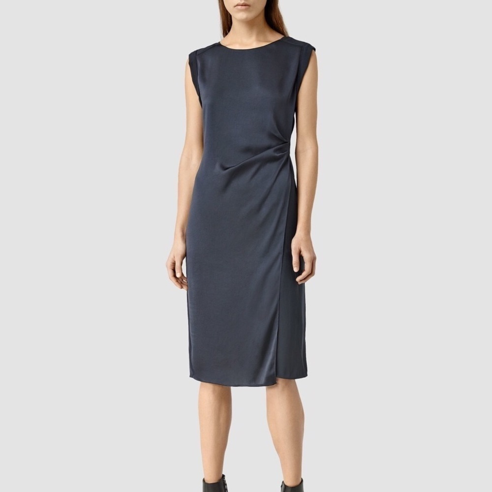 All Saints Japanese Cloth Cecil Short Dress Navy Size 4